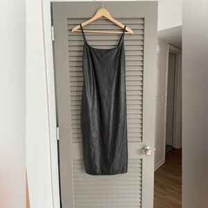 Pleather Midi Slip Dress